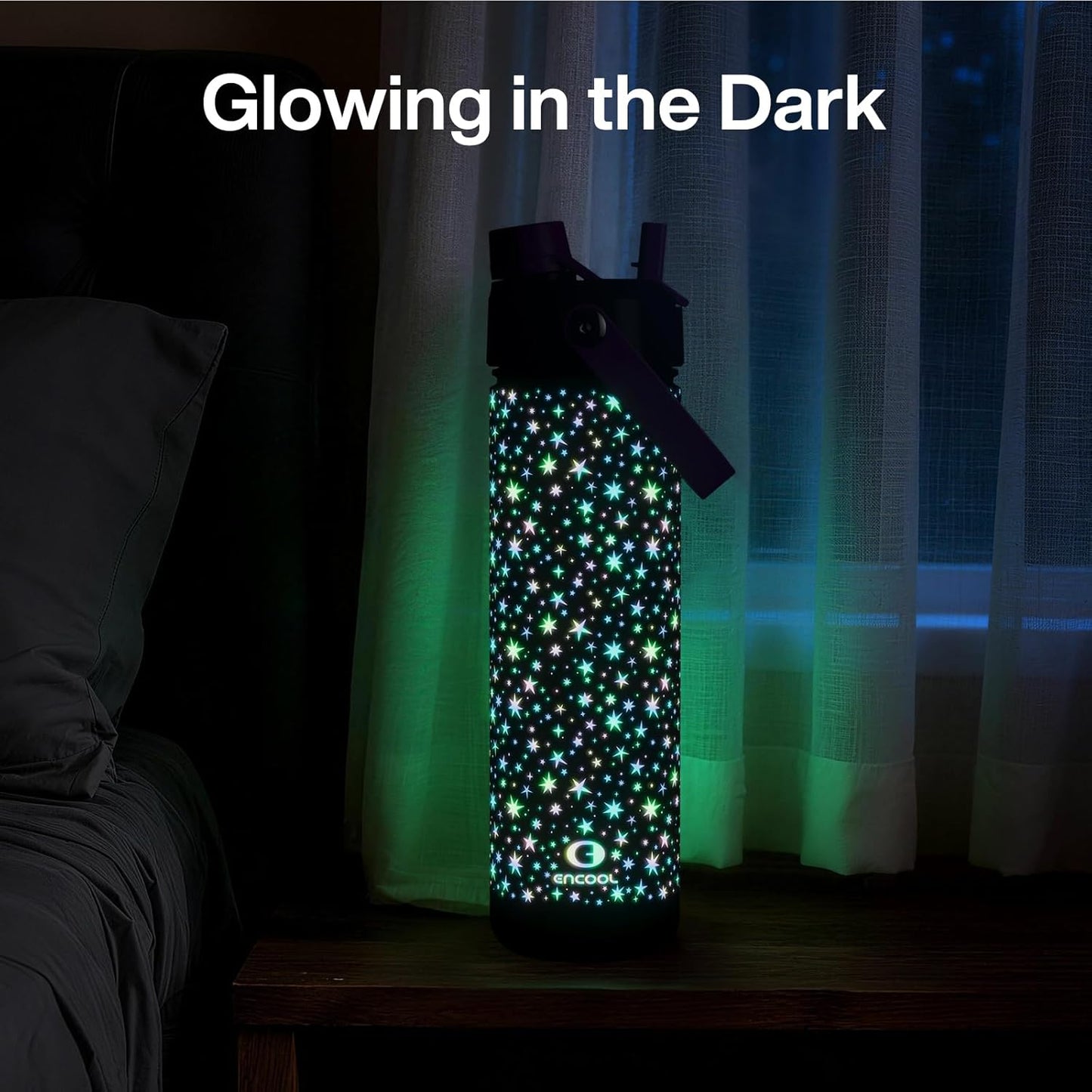 ENCOOL Insulated Water Bottle with Straw Stainless Steel Water Bottle, Leak-Proof, BPA-Free, Double Wall Vacuum Keeps Cold for 24 Hours for Sports, Travel, School (26 oz, Cotton Candy) - Colors D