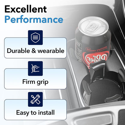 4PCS Car Cup Holder Insert, Self-Adhesive Expanding Cup Holder Inserts for Car, Automotive Black Cup Holder Adapter with Clamp Arms for Fixing Water Bottles and Drinks
