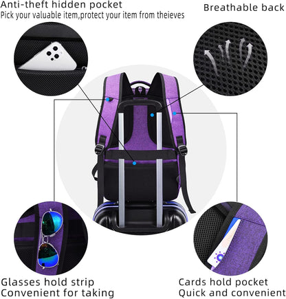 DUSLANG 17 Inch Laptop Backpack for Travel Water Resistant College Backpack for Men/Women Laptop Bag with USB Charging Port,Black - Colors B