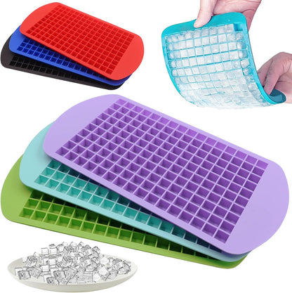 Silicone Mini Ice Cube Trays 3 Pack, 160 Crushed Ice Cube Molds Easy Release Small Ice Cube for Chilling Whiskey Cocktail, Kitchen Gadgets Stackable Ice Trays, Specialty Accessories Tool for Freezer