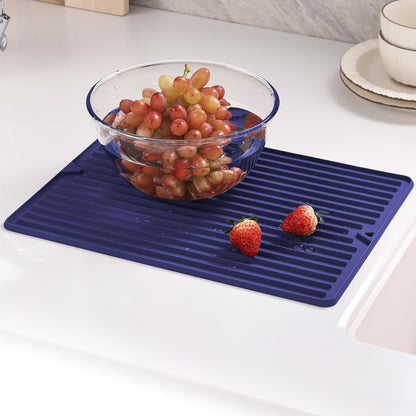 Dish Drying Mat, Mini Silicone Drying Mat for Kitchen Counter, Heat Resistant Silicone Mat for Countertop Protector, Super Thick Non-Slip Dish Drying Pad for Coffee Cup/Bottle/Glassware