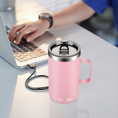 KXIAOCHEN 20oz Insulated Coffee Mug with Lid, Stainless Steel Coffee Cup, Double Wall Vacuum Coffee Tumbler with Handle, Premium Thermal Travel Coffee Mug (Navy Blue)