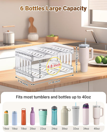 Gracenal Large Tumbler Organizer for Stanley Cup 40 oz, Patented Kitchen Pantry Organizers and Storage for Stanley Cup Accessories, Stackable Water Bottle Organizer Holder Gifts 4Pack Large-12-bottle