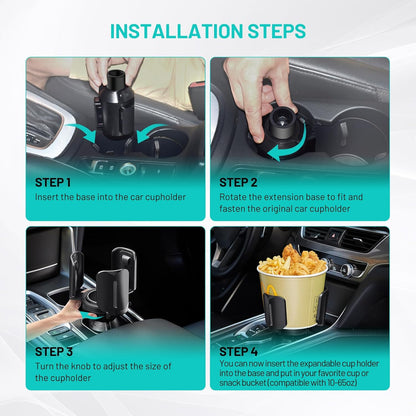 Car Cup Holder Expander Adapter (Adjustable) This Hill All Purpose Cup Holder Expander for Car with Rubber Fits Less Than 5.51" Large Bottles & Mugs & Foods & Drinks
