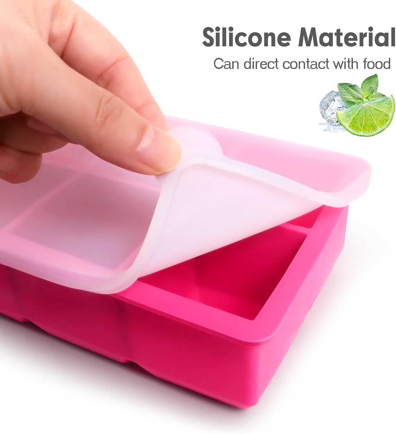 Excnorm Silicone Ice Cube Trays 3 Pack - Large Size Silicone Ice Cube Molds with Leak Proof Removable Lid Square Ice Cube Tray And BPA Free for Cocktail,Whiskey, Stackable Flexible Ice