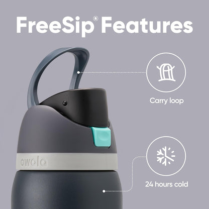 Owala FreeSip Insulated Stainless Steel Water Bottle with Straw, BPA-Free Sports Water Bottle, Great for Travel, 32 Oz, Denim