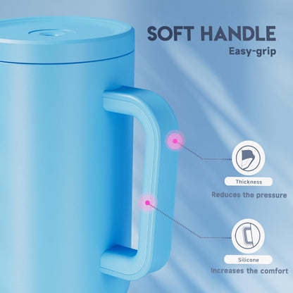 Meoky 40 oz Tumbler with Handle and Straw: Stainless Steel Insulated Tumbler with Lid and Straw - 100% Leak Proof Tumbler for Car Cup Holders - Travelers Commuters Workers, Donut