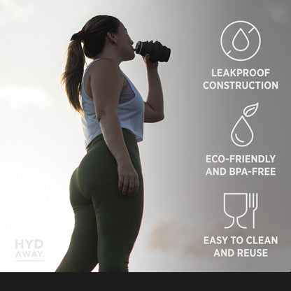 HYDAWAY 17oz Travel Collapsible Water Bottle - BPA-Free, Leakproof, Lightweight, Space-Saving