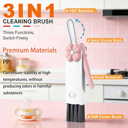 3 in 1 Cup Lid Cleaning Brush - Upgraded Version Cup Lid Brush with Packaging Box, Suitable for All Types of Cups, Bottle Gaps, Portable Travel and Home Kitchen Multifunctional Cleaning Set (3pcs)