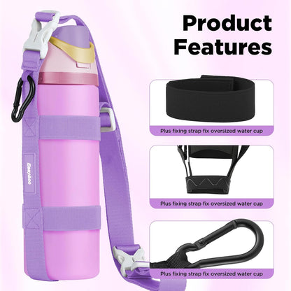 EasyAcc Water Bottle Holder Strap Sling, for Owala FreeSip 24 32 40 oz, Hydro Flask, Cirkul, Yeti, Stanley Flip, Universal Water Bottles, with Carabiner, for Walking Curise Travel (Bottle Excluded)