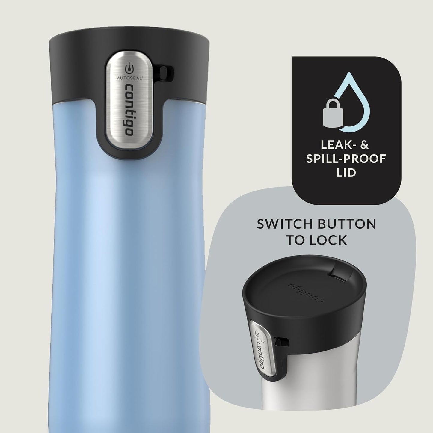 Contigo AUTOSEAL West Loop Vacuum-Insulated Stainless Steel Travel Mug with Easy-Clean Lid 12 oz Blueberry