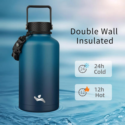 Konokyo 22oz Stainless Steel Bottles with 3 Lids Sport Insulated Water Bottle,Mint