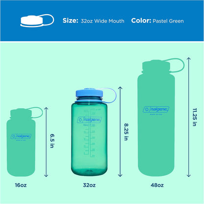 Nalgene 32 oz Wide Mouth Water Bottle | BPA-Free, Durable & Leak Proof, Lightweight Bottle for Hiking & Gym, Work & Travel