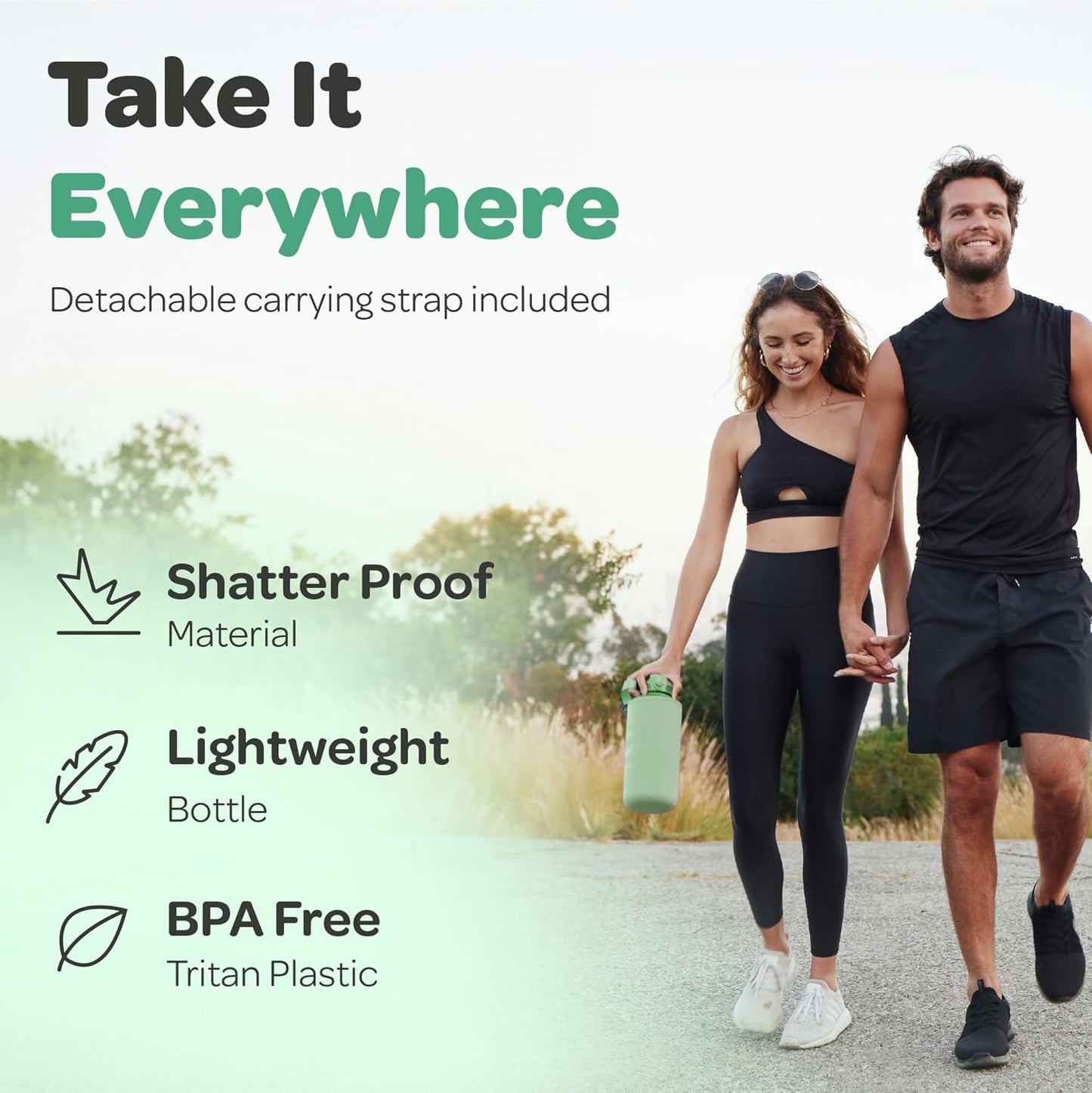 Hydracy Water Bottle with Time Marker -Large BPA Free Water Bottle & No Sweat Sleeve -Leak Proof Gym Bottle with Times to Drink - Ideal for Fitness Sports & Outdoors
