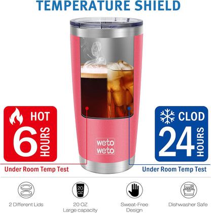 WETOWETO 20oz Tumbler, Stainless Steel Vacuum Insulated Coffee Travel Mug, Double Wall Powder Coated Insulated Coffee Mug Travel Mug with Lid Thermal Cup for Outdoor (Navy Blue, 1 Pack)