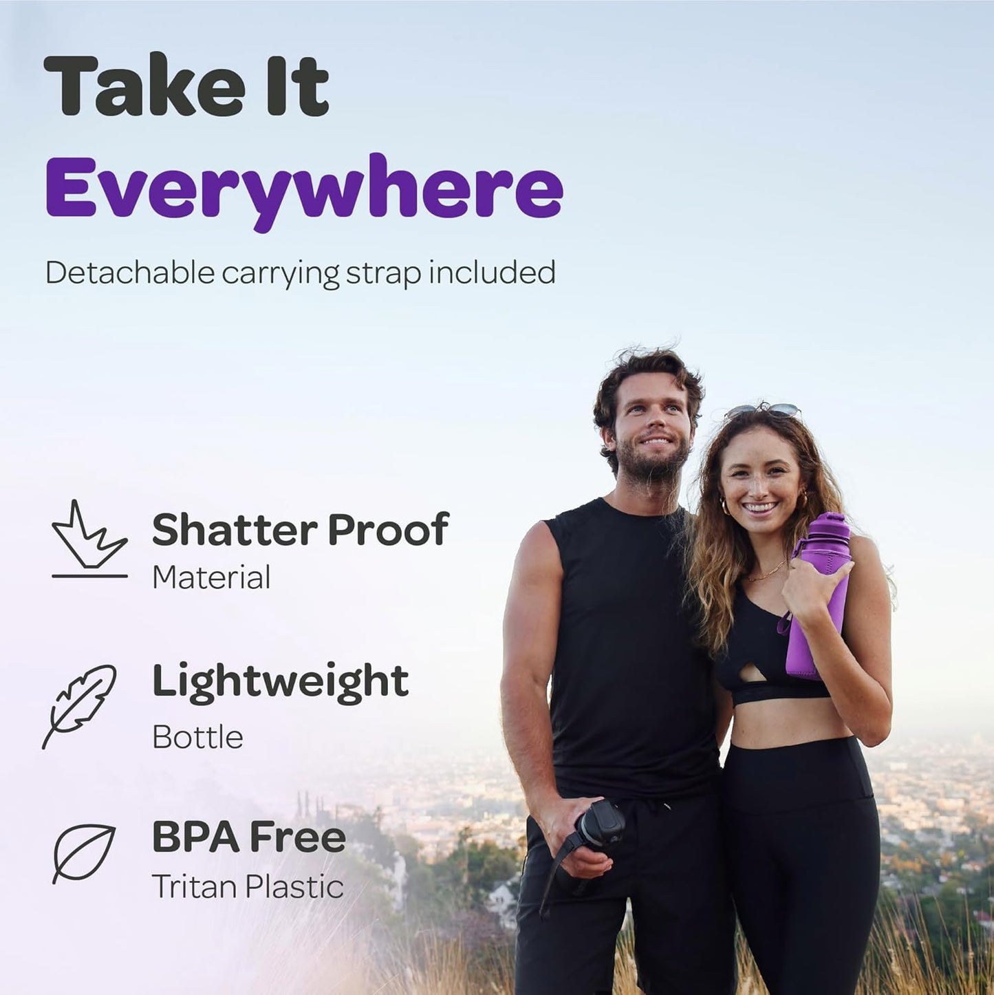Hydracy Water Bottle with Time Marker -Large BPA Free Water Bottle & No Sweat Sleeve -Leak Proof Gym Bottle with Times to Drink - Ideal for Fitness Sports & Outdoors