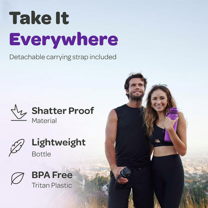 Hydracy Water Bottle with Time Marker -Large BPA Free Water Bottle & No Sweat Sleeve -Leak Proof Gym Bottle with Times to Drink - Ideal for Fitness Sports & Outdoors