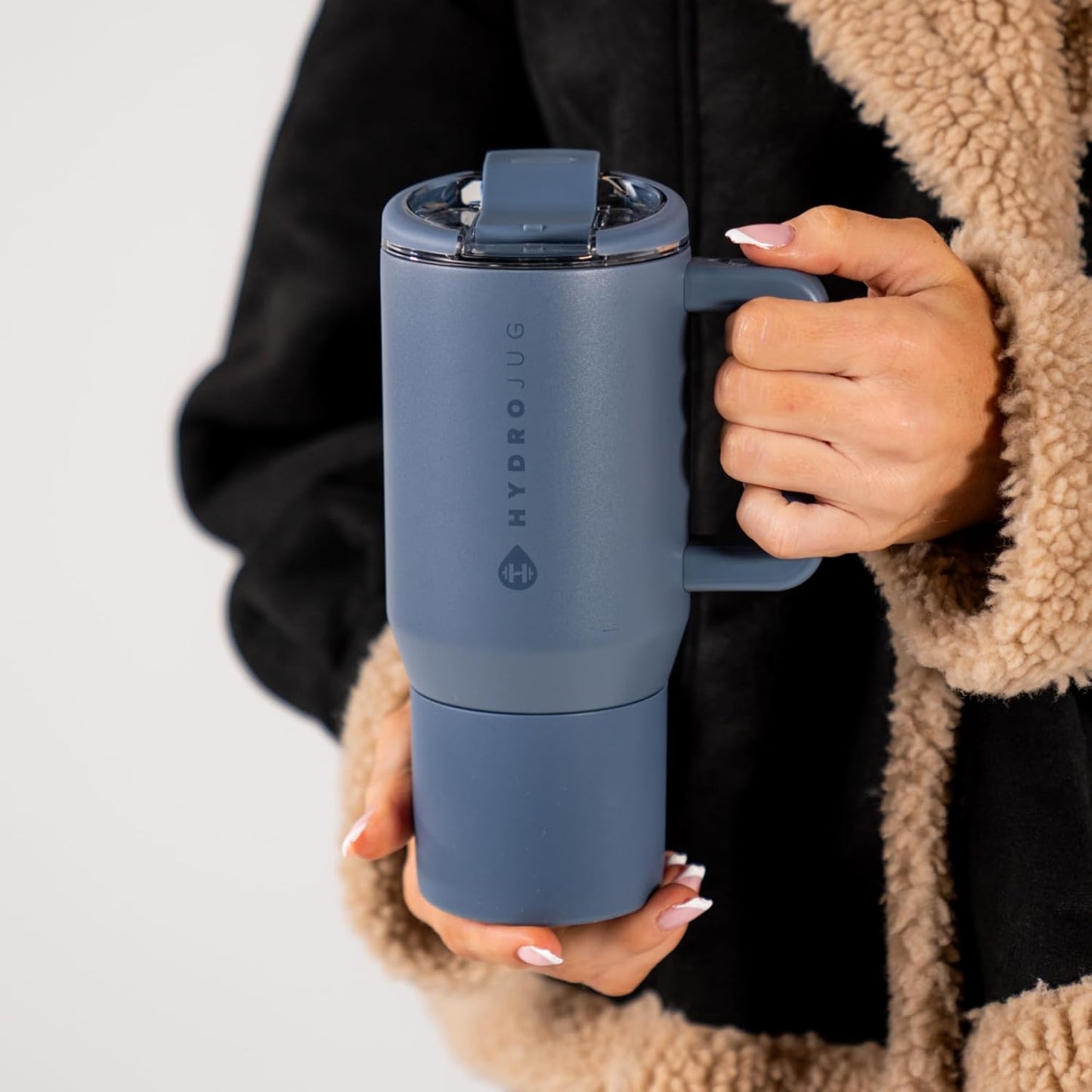 HydroJug Coffee Traveler 20 oz - Leak-Resistant, Ceramic-Lined Insulated Travel Coffee Mug for Hot or Cold Drinks with Flip Lid & Handle, Dishwasher Safe Coffee Tumbler, Cascade