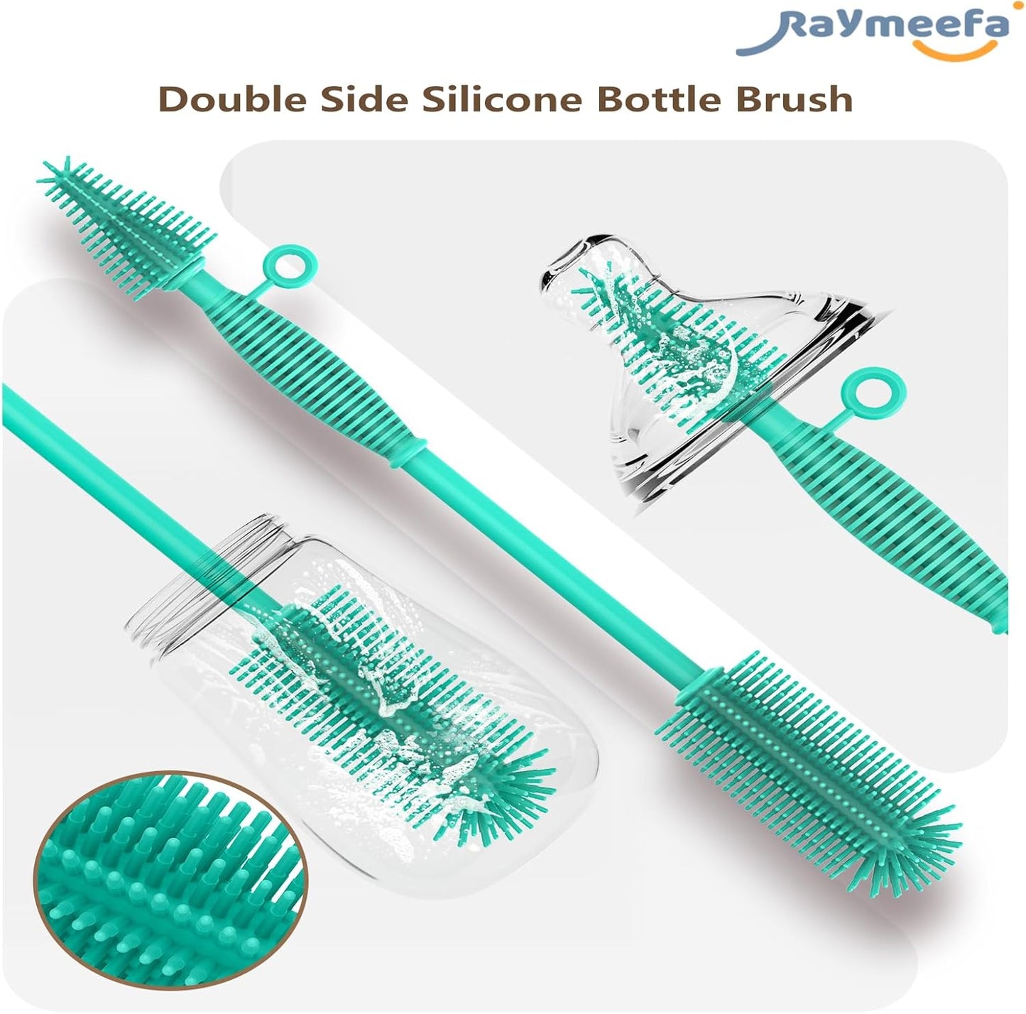 Silicone Bottle Brush,Double Sided with Sturdy Handle,Easy to Clean & Scratch-Free Brush for Baby Bottles,Sports Bottles,Insulated Bottles and 30/40 oz Tumblers(Green)