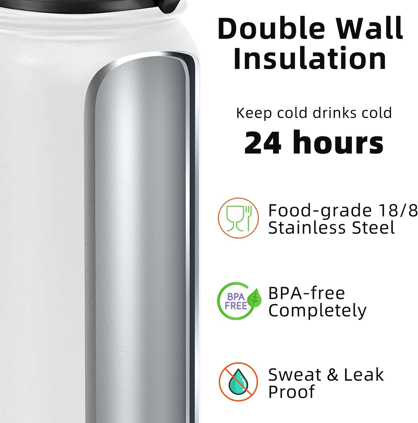 Fanhaw 20 oz Insulated Stainless Steel Water Bottle with Anti-Dust Chug Lid, Leakproof Vacuum Metal Everyday Use Bottle for Kids, Teens & Adults, Back to School Essentials (Green Blue)