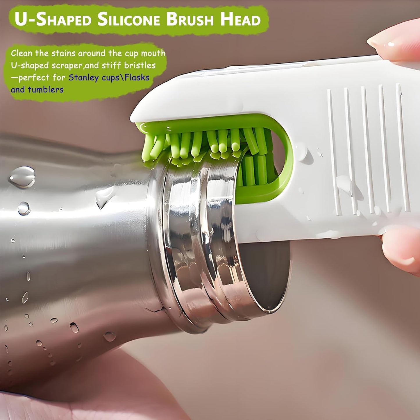 4-in-1 Cup Lid Cleaning Brush – Universal Tumbler Insulated Bottle Brush, 360° Rotating Head with Seal Ring Remover for Wide-Mouth Tumblers