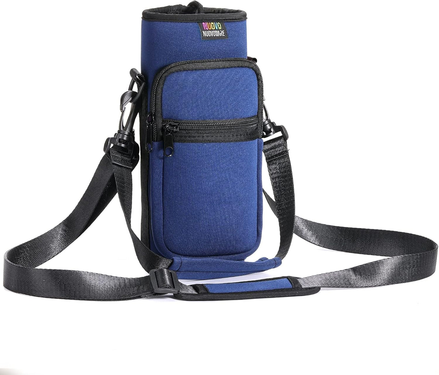 Nuovoware Water Bottle Carrier Bag,25oz/40oz/64oz Bottle Pouch Holder,Adjustable Shoulder Hand Strap 2 Pocket Sling Neoprene Sleeve Sports Accessories for Hiking Travelling Camping