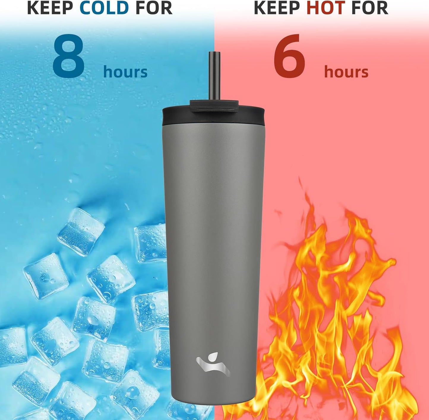Konokyo 30 OZ Insulated Tumbler with Lid and 2 Straws Stainless Steel Water Bottle Vacuum Travel Mug Coffee Cup,Pastel Sunset