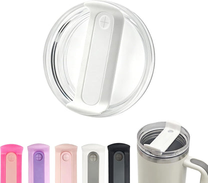 40 OZ Tumbler Lid Replacement Compatible for Stanley Quencher H2.0, 1 Pack BPA Free Clear Lid Replacement for Stanley Cup Accessories(Clear-White)