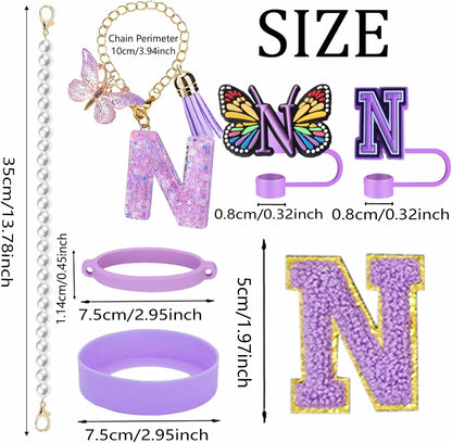 7pcs Cup Accessories for Stanley 30/40oz Tumbler, Handle Strap, Straw Cover, Silicone Boot, Letter Charm Stickers