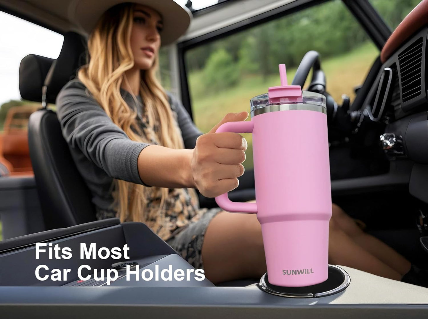 SUNWILL 20 oz Tumbler with Handle and Straw Leak Proof,Travel Coffee Mug with Lid, Stainless Steel Cup Insulated for Office & Gym, Cupholder Friendly, Powder Coated Orchid