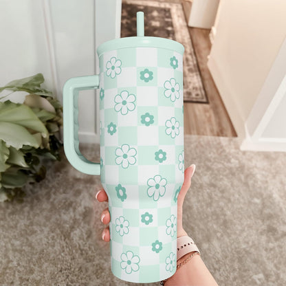 SANDJEST Pickleball 40oz Tumbler With Handle and Straw, Pickleball Queen Insulated Stainless Steel Travel Coffee Mug for Women Girls Players, Gift Idea for Birthday Christmas Mothers Day