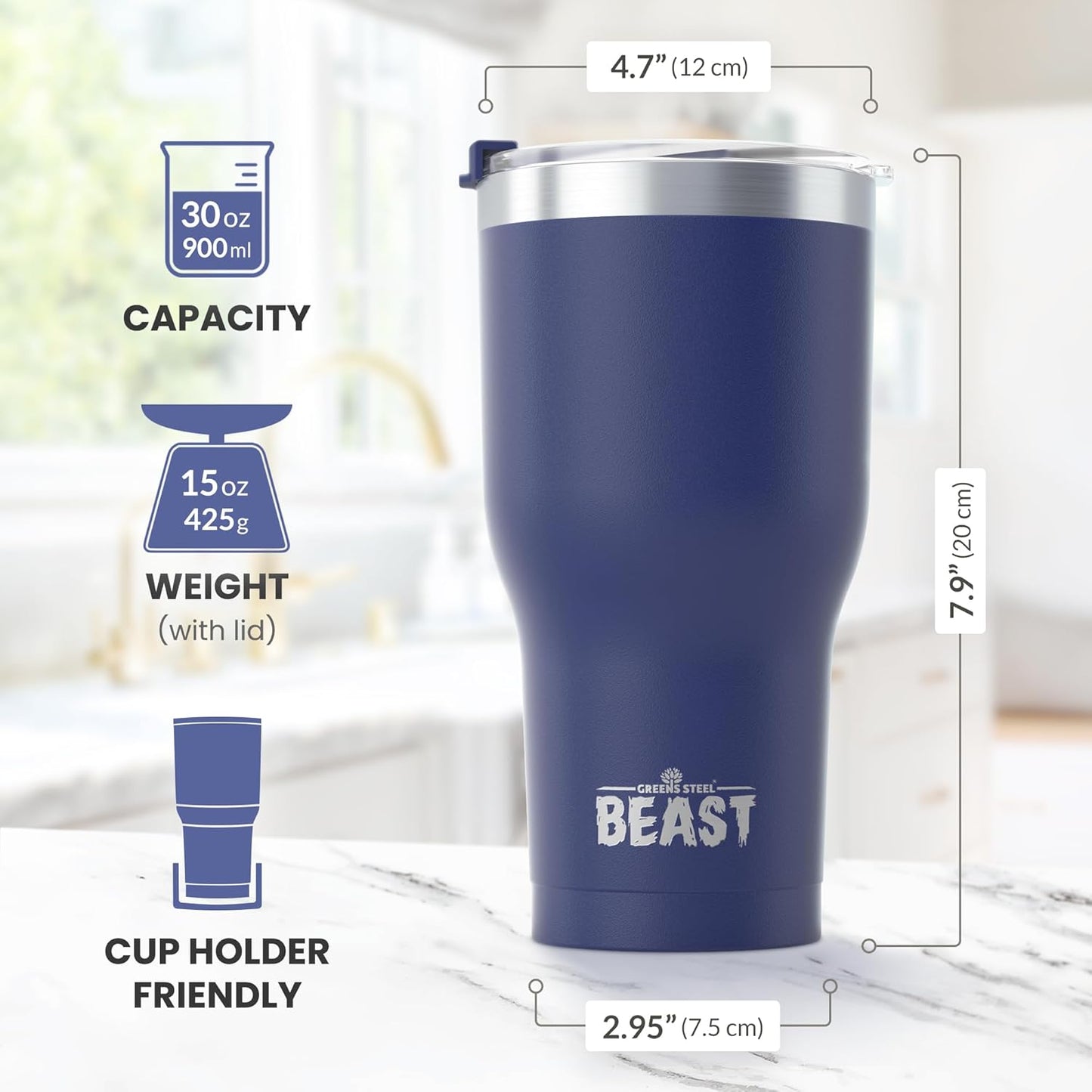 Beast 10 oz Tumbler Stainless Steel Vacuum Insulated Coffee Ice Cup Double Wall Travel Flask (Arctic White)