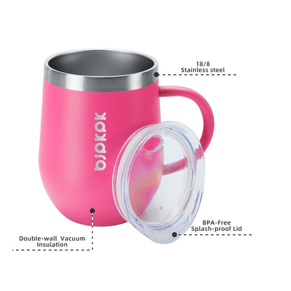 BJPKPK 2 pcs Insulated Coffee Mug, 14oz Insulated Tumbler with Lid, Stainless Steel Coffee Cups with Splash Proof Lid-White