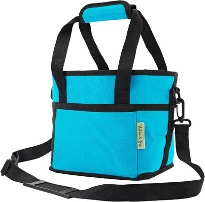 NoNa & Bee 4 Water Bottle Holder with Strap | Family Size 4 Compartment Drink Bag, Multiple Tumbler Carrier Caddy | Adjustable Fits Large & Small Drinks | Hands Free, Won't Tip Over in Car