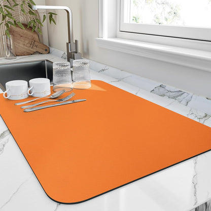 HotLive Dish Drying Mat for Kitchen Counter, Heat Resistant Drainer Mats with Non-slip Rubber Backed, Hide Stain Kitchen Super Absorbent Draining Mat, Easy to Clean Dish Rack Pad, Dark Grey 16"x18"