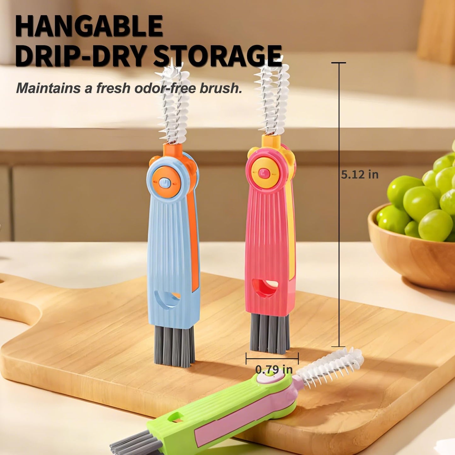 3 in 1 Cup Lid Gap Cleaning Brush Set, 3PCS Multifunctional Bottle Cleaner Bottle Cleaning Brush for Bottle Gaps Home Kitchen Cleaning Tools Mixed Colors