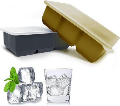 Excnorm Silicone Ice Cube Trays 3 Pack - Large Size Silicone Ice Cube Molds with Leak Proof Removable Lid Square Ice Cube Tray And BPA Free for Cocktail,Whiskey, Stackable Flexible Ice