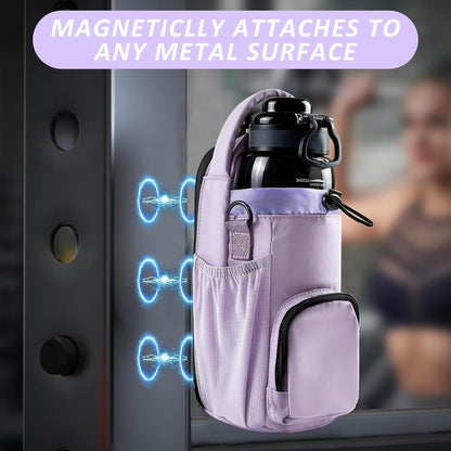 JACZZO Magnetic Gym Bag for Men and Women, Magnetic Water Bottle Holder for Gym, Small Gym Bag, Gym Gifts for Women and Men (Black, <40 OZ)