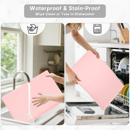 Rnivvi Silicone Coffee Mat, 16" x 24" Waterproof Raised Edge Coffee Bar Mats for Espresso Machine Station Accessories, Heat Resistant Detachable Dish Drying Pad for Kitchen Counter, Dish Rack, Green