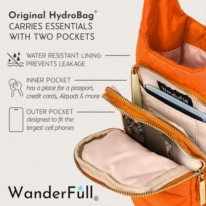 WanderFull Original HydroBag Fits Up to 32 oz Water Bottle Holder with Strap – Hands-Free Crossbody Water Bottle Carrier Bag with Phone Pocket - Colors B