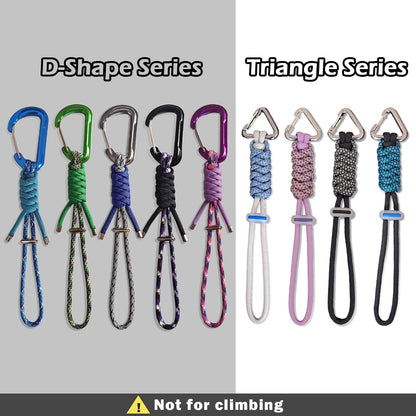 Paracord Keychain - Triangle/D-Shaped Carabiner Clip with Lanyard for Hanging Water Bottle, Key, Backpacks and More