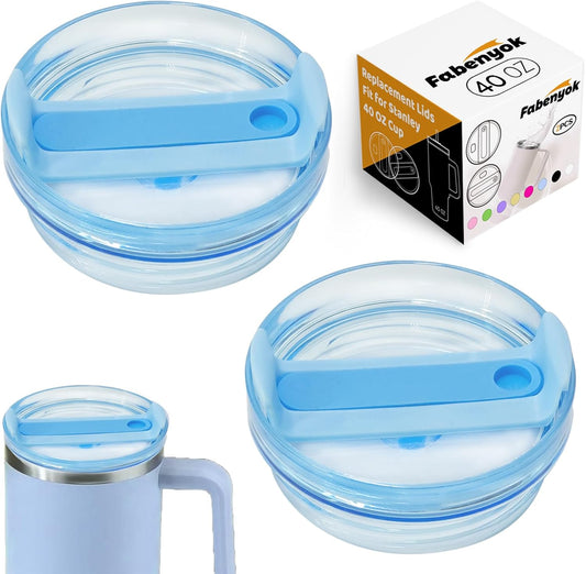 40 OZ Tumbler Lid Replacement Fit for Stanley Cup, 2 Pack Clear Replacement Lids Fit for Stanley Travel Tumbler, Spill Proof Tumbler Covers for Stanley Cup Accessories (Clear - White) - Colors B