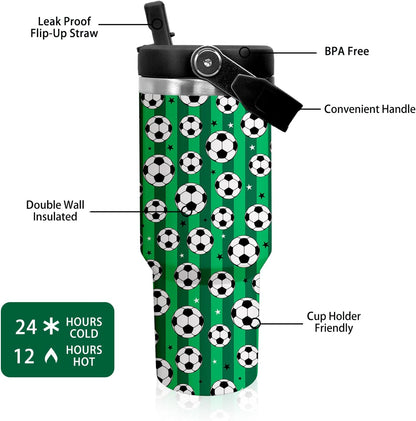 30 oz Tumbler with Handle Flip Straw Leak Proof - Pickleball Mug 30oz Tumbler Travel Coffee Mug with Handle - Birthday Gifts for Women Pickleball Lovers Players 30 Ounce Stainless Steel Cup