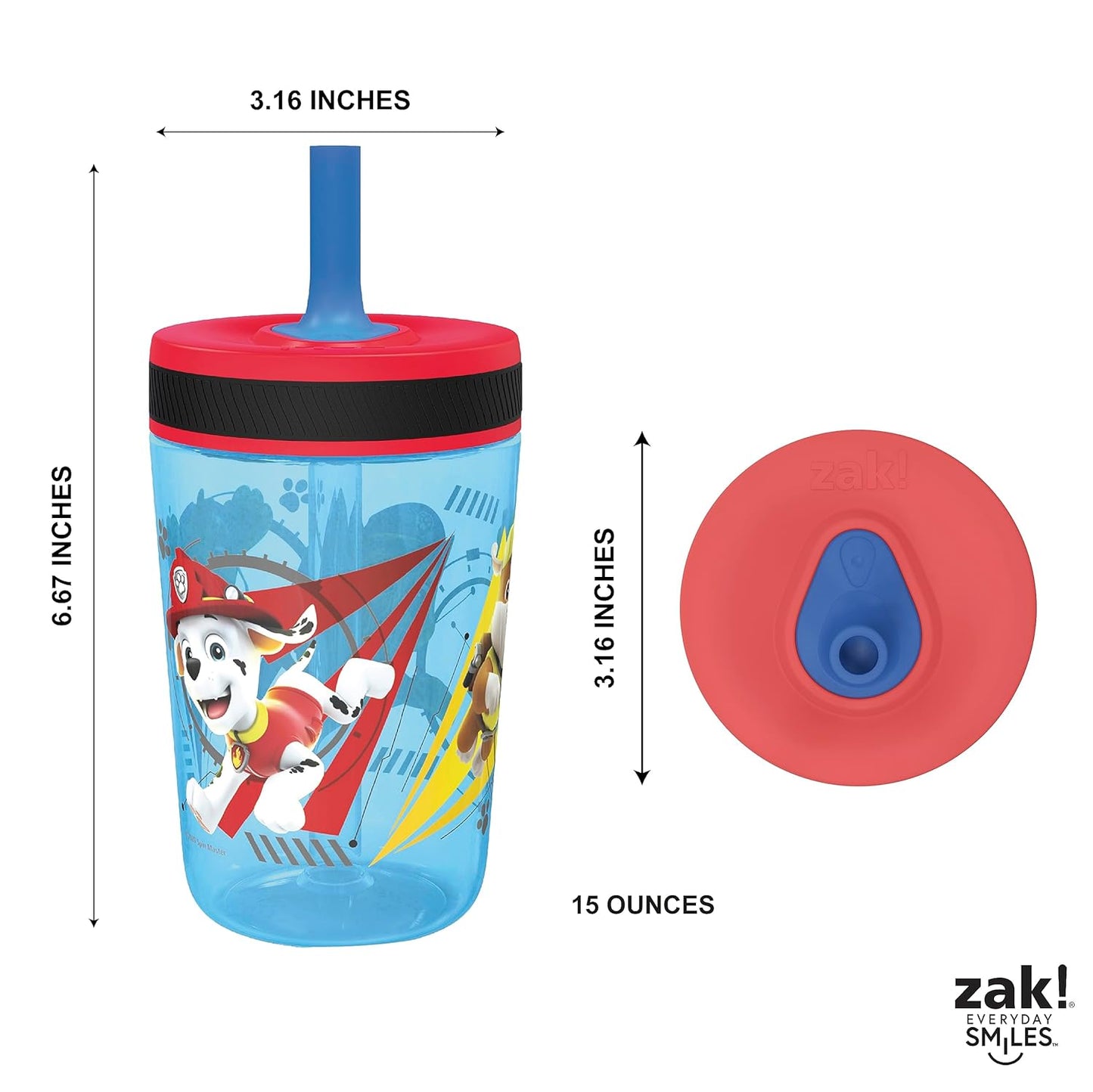Zak Designs 15oz Bluey Kelso Tumbler Set, Leak-Proof Screw-On Lid with Straw Made of Durable Plastic and Silicone, Perfect Bundle for Kids, 2 Count (Pack of 1) - Colors A