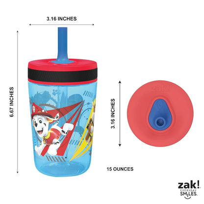 Zak Designs 15oz Bluey Kelso Tumbler Set, Leak-Proof Screw-On Lid with Straw Made of Durable Plastic and Silicone, Perfect Bundle for Kids, 2 Count (Pack of 1) - Colors A