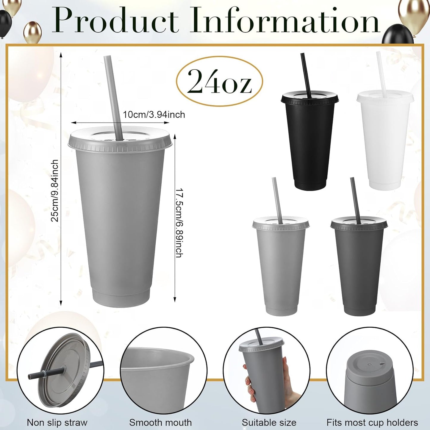 Honeydak 15 Pack Tumbler with Straw and Lid Bulk Cups for Gifts Water Bottle Iced Coffee Travel Mug Cup Reusable Plastic Tumblers for Party Birthdays 24-27 oz (Solid Color)