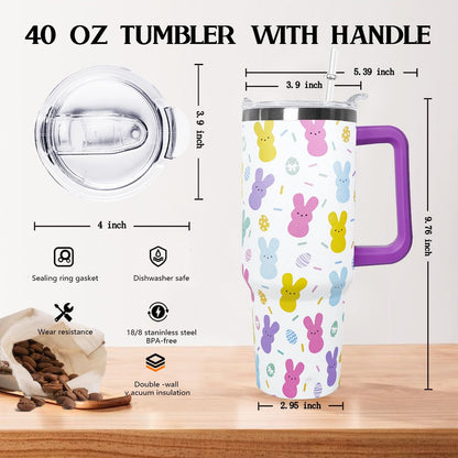 Ceovfoi 40 oz Pickleball Coffee Mug Vacuum Insulated Travel Tumbler with Handle, Lid & Straw - Perfect Pickleball Gifts for Players, Coaches, Lovers | Pickleball Accessories