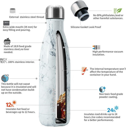 BJPKPK Insulated Water Bottle 12oz Small Stainless Steel Water Bottles Reusable Metal Thermal Keep Cold and Hot,Dreamy Purple - Colors B