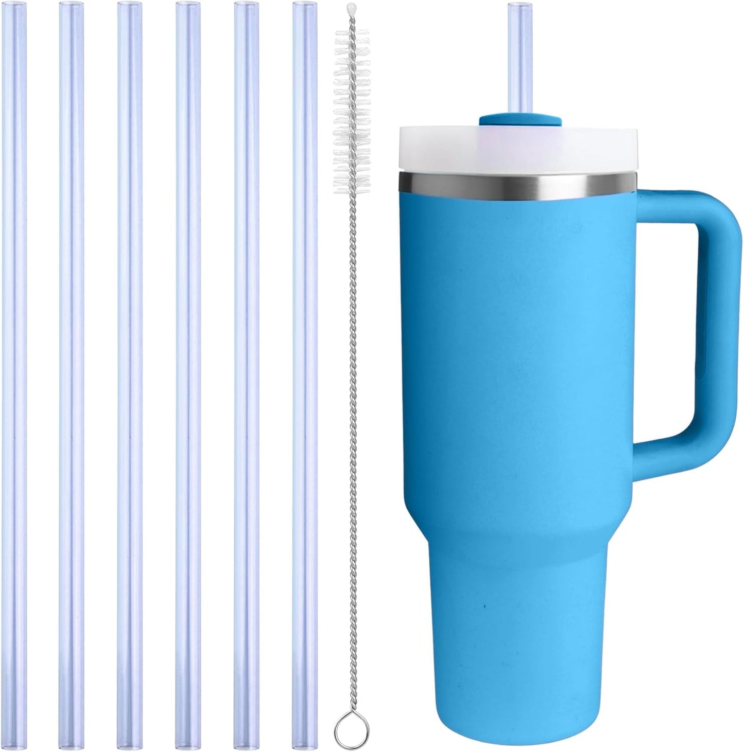 Replacement Straw Compatible with 40 oz Stanley Quencher Tumbler, 12 Inch Extra Long Reusable Plastic Straws for 40 Oz Cup,Clear-6 Pack