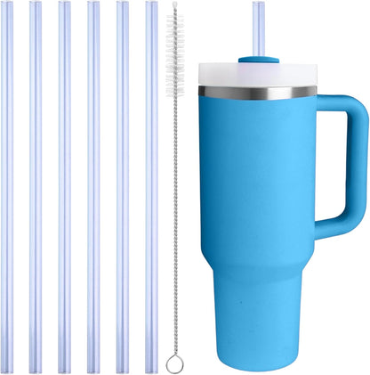 Replacement Straw Compatible with 40 oz Stanley Quencher Tumbler, 12 Inch Extra Long Reusable Plastic Straws for 40 Oz Cup,Clear-6 Pack